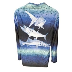 Reel Legends x Linnea Szymanski Reel-Tec Long Sleeve Blue Fishing Shirt, Small